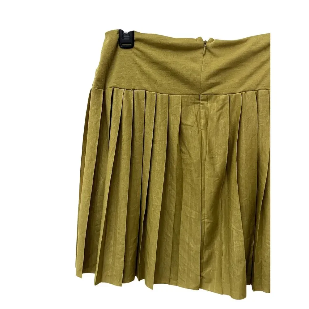 Vero Moda Mini Skirt Wide Waistband Pleated Knit with Back Zip Green Medium NWT